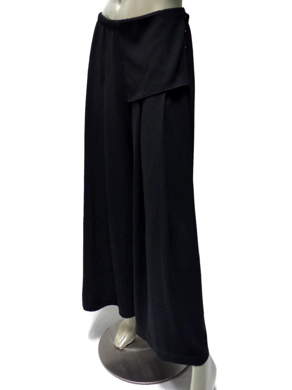 Blanque Black Wide Leg Pants Size 2 (Large) Draping Pull On Front Panel